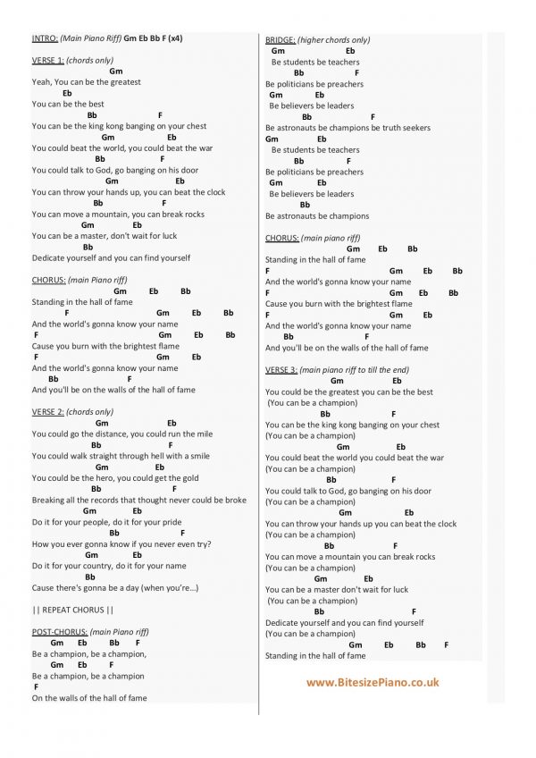 William The Script Hall Of Fame Lyrics
