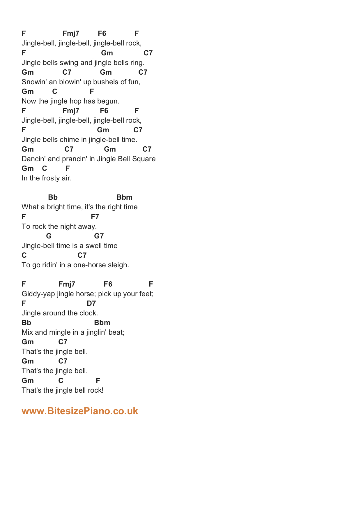 JINGLE BELL ROCK MEAN GIRLS PIANO CHORDS & Lyrics Bitesize Piano