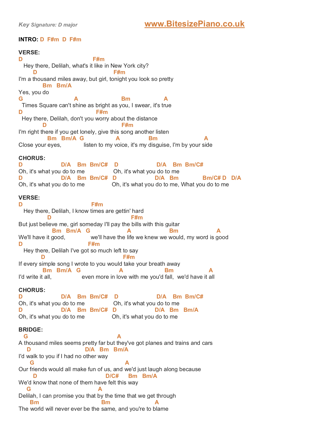 hey there delilah plain white t's chords