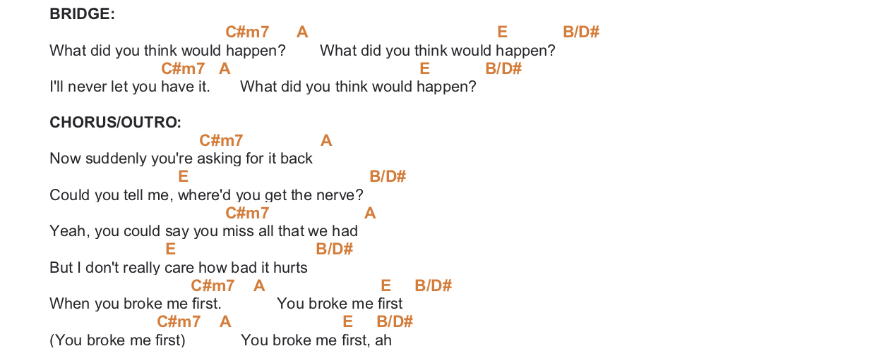 YOU BROKE ME FIRST TATE MCRAE PIANO CHORDS & Lyrics Bitesize Piano