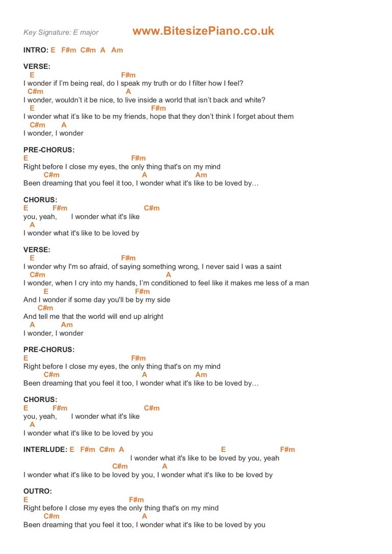 WONDER SHAWN MENDES PIANO CHORDS & Lyrics Bitesize Piano