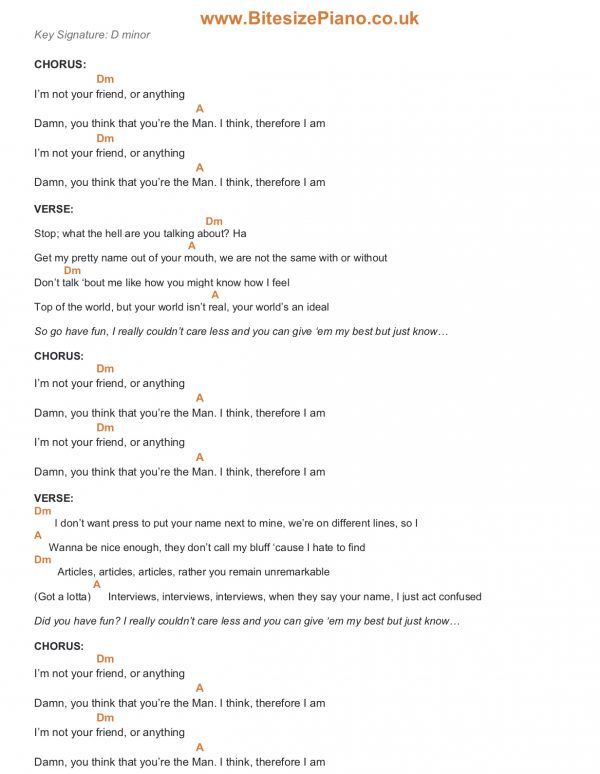 THEREFORE I AM BILLIE EILISH PIANO CHORDS & Lyrics Bitesize Piano