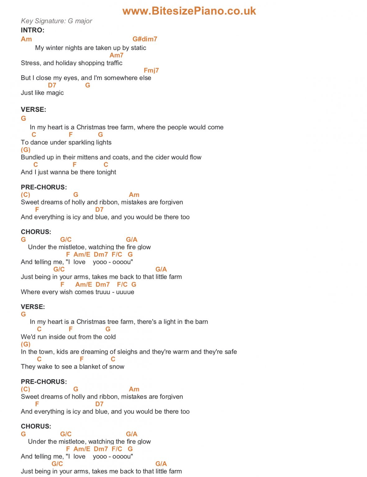 CHRISTMAS TREE FARM TAYLOR SWIFT PIANO CHORDS & Lyrics Bitesize Piano