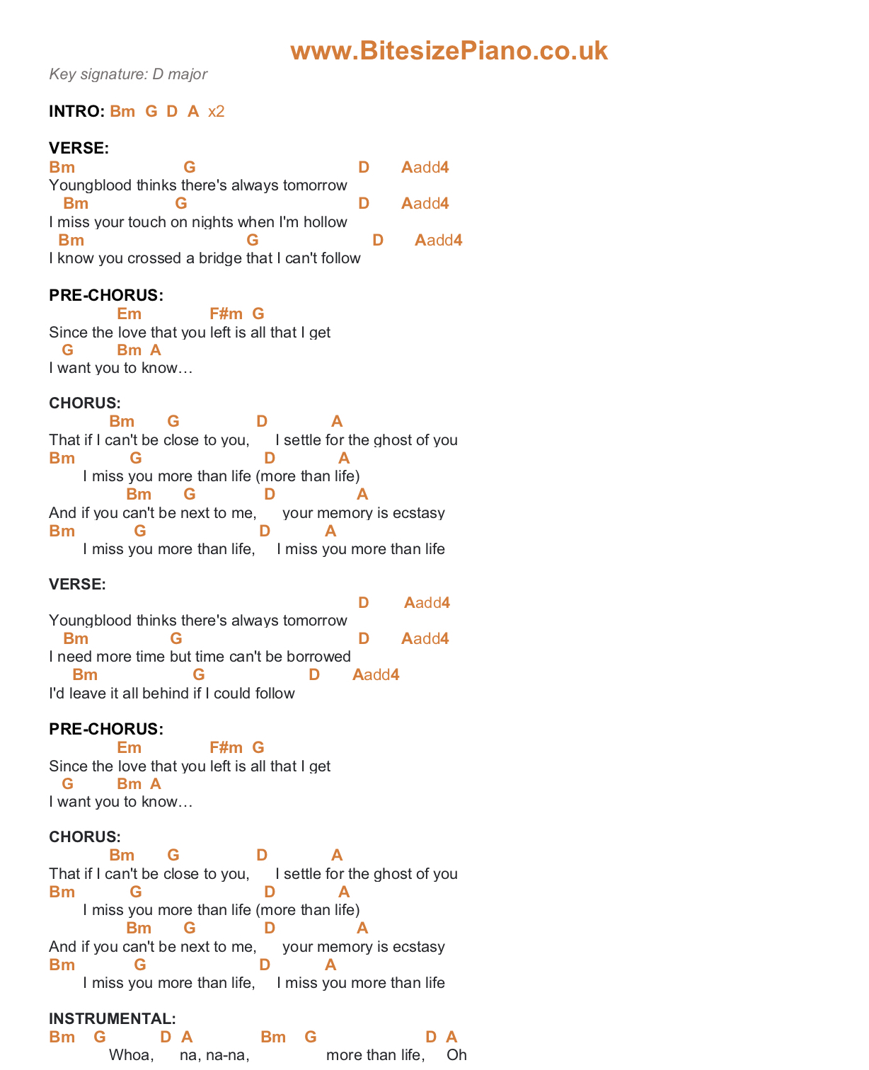 GHOST JUSTIN BIEBER PIANO CHORDS & Lyrics Bitesize Piano