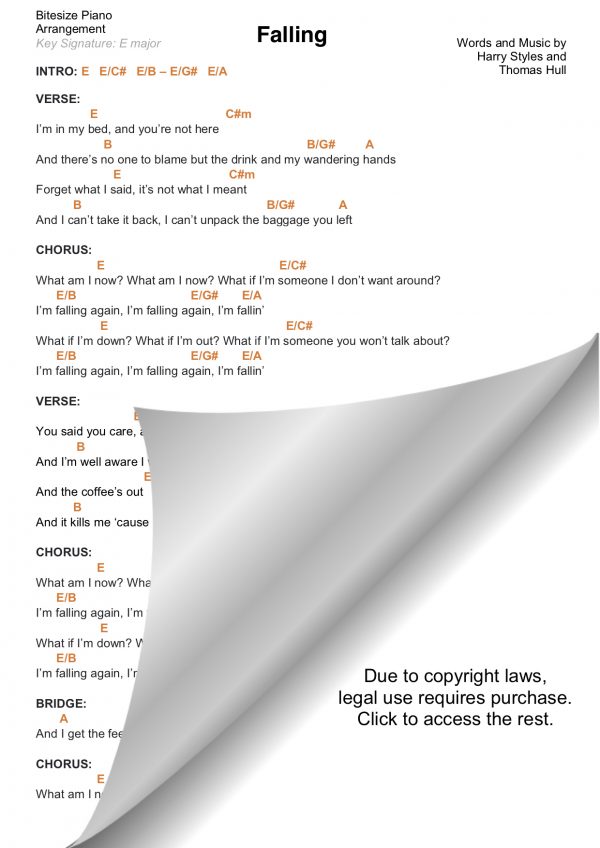 FALLING HARRY STYLES PIANO CHORDS & Lyrics Bitesize Piano