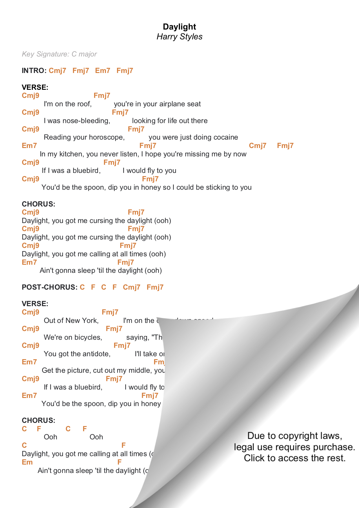 DAYLIGHT HARRY STYLES PIANO CHORDS & Lyrics Bitesize Piano