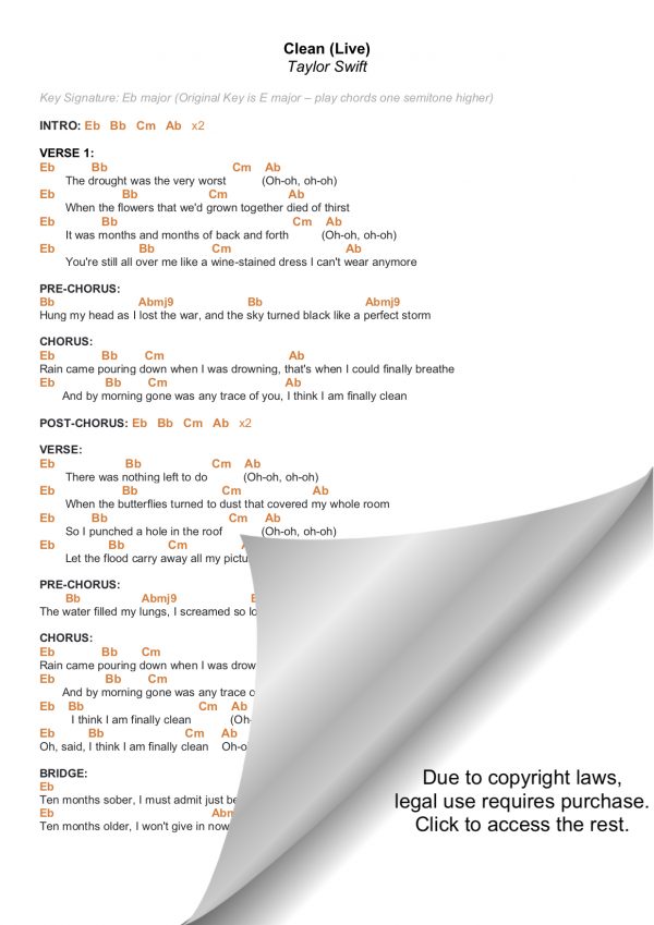 CLEAN – TAYLOR SWIFT PIANO CHORDS & Lyrics – Bitesize Piano