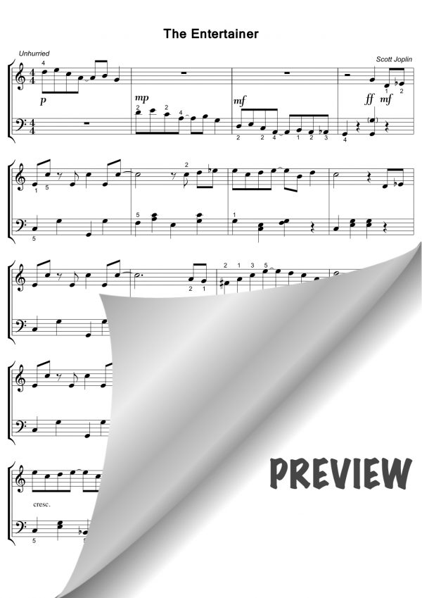 The Entertainer Scott Joplin easy sheet music